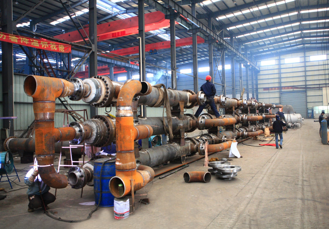 紫铜管换热器成套预组装现场